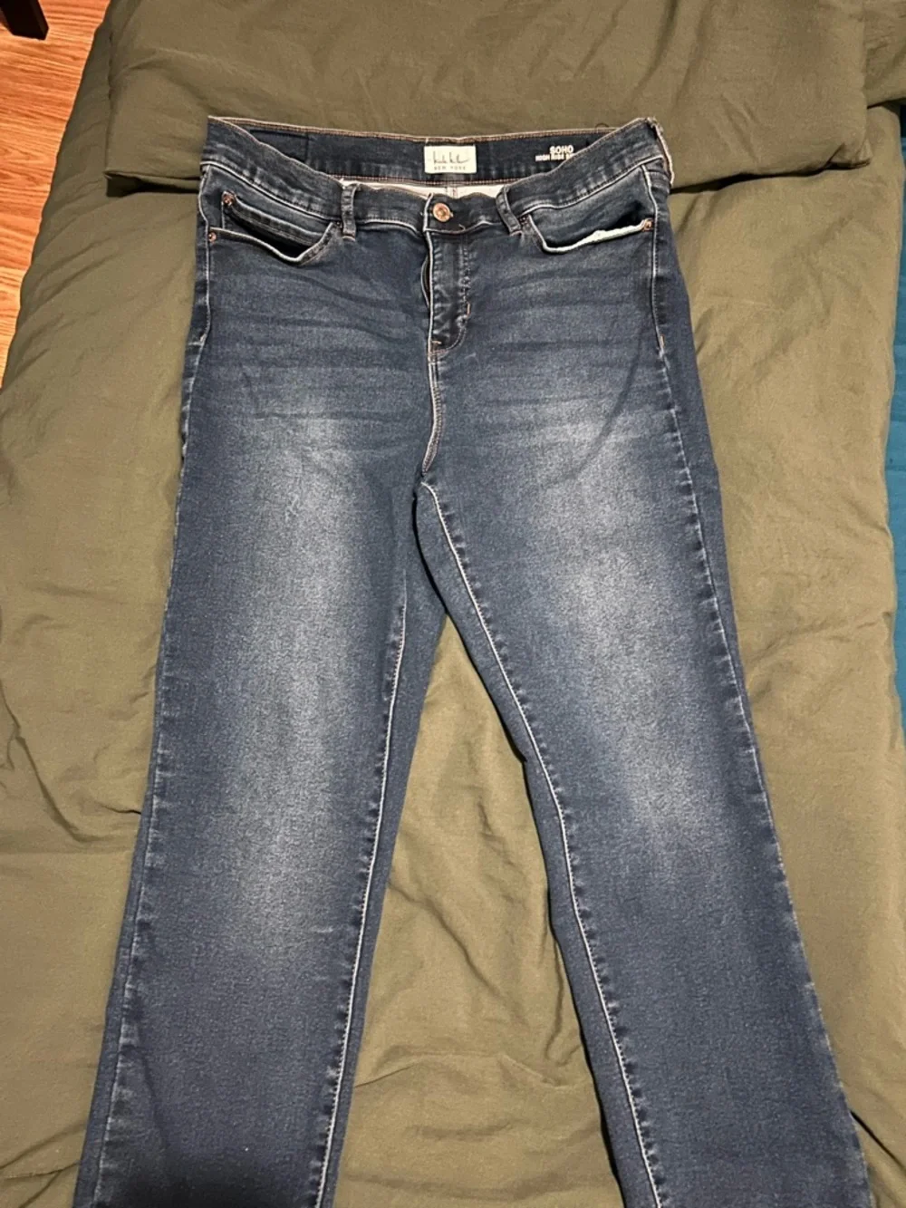 Nicole Miller SoHo High Rise Buttery Soft Blue Skinny Jeans Size 12 - Picture 6 of 17
